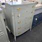 Gray solid wood bowfront chest