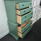 Solid wood green tall chest