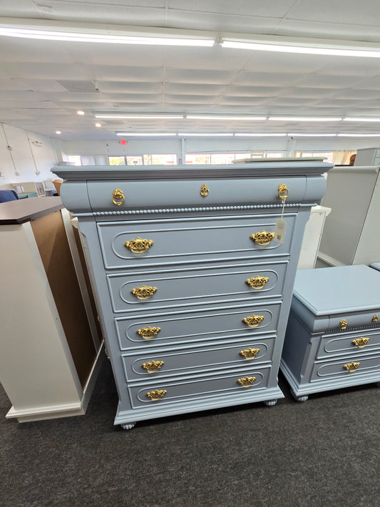 Solid wood cute blue chest
