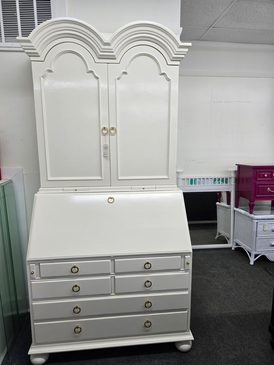 Off white lacquered tall secretary desk