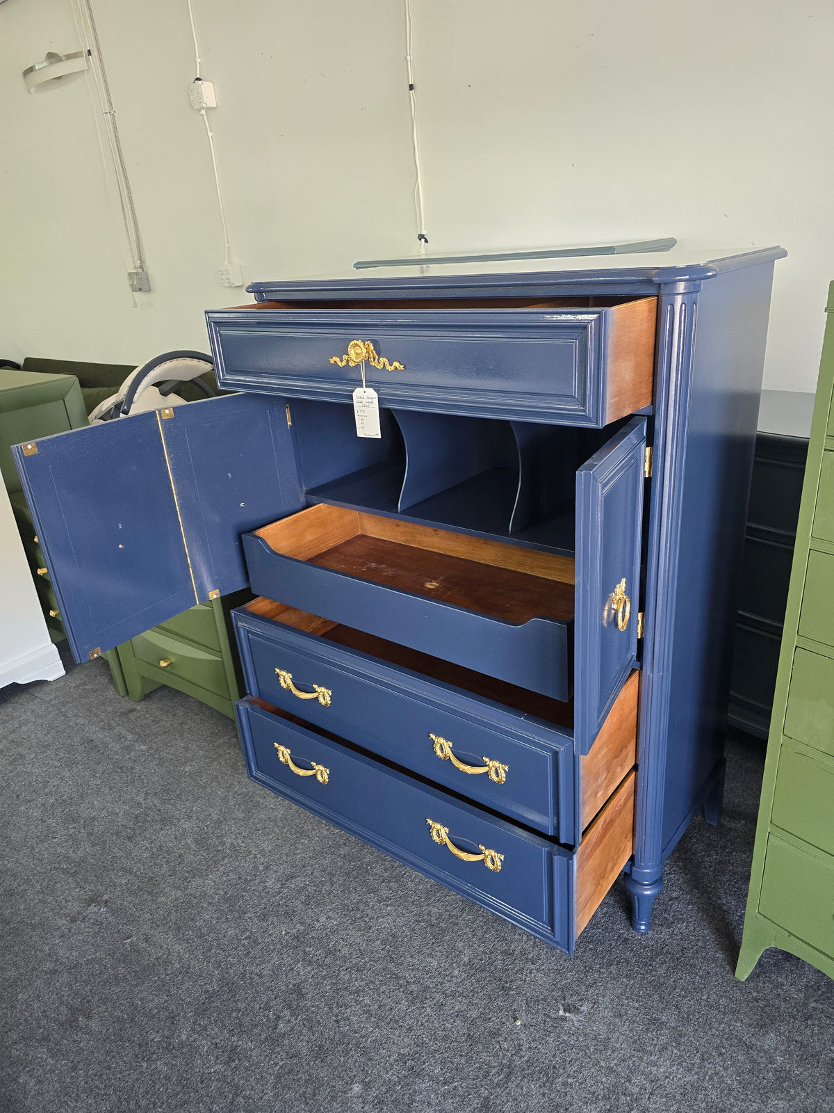 Henredon navy blue Lacquered chest