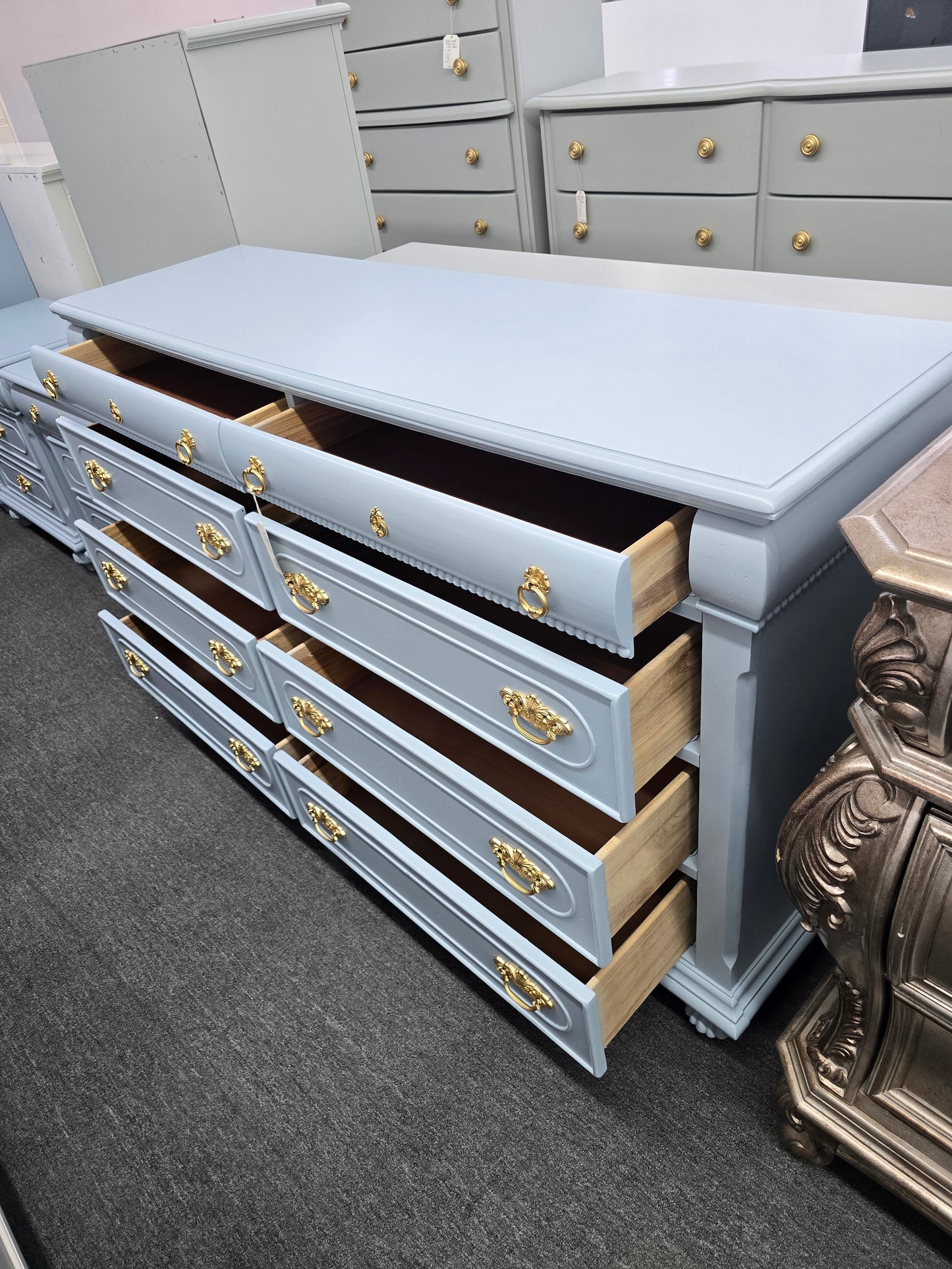 Solid wood cute blue dresser