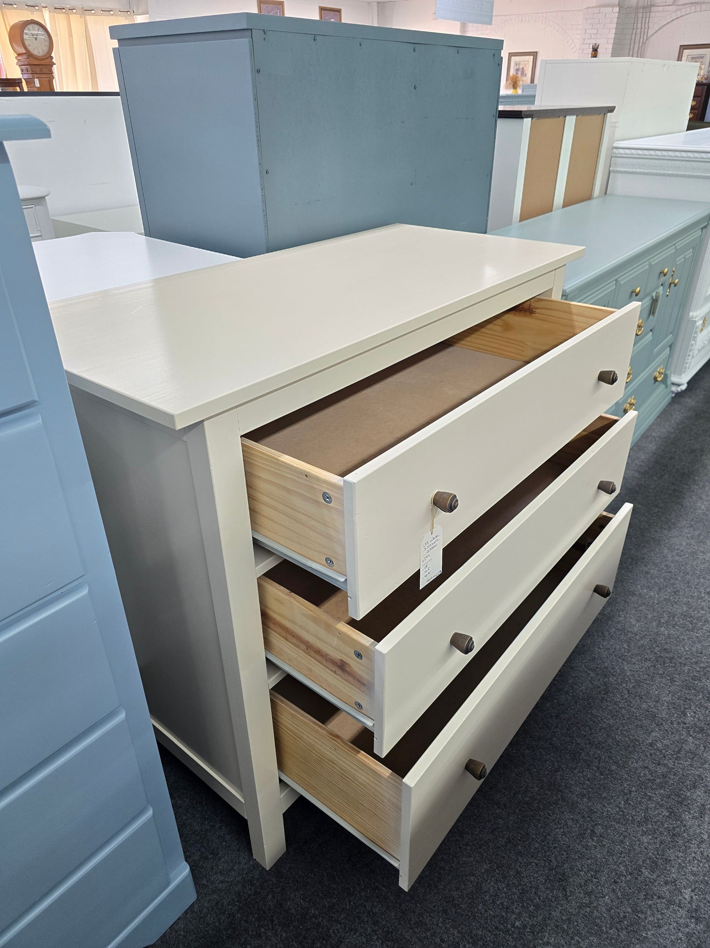 3 drawers off white dresser