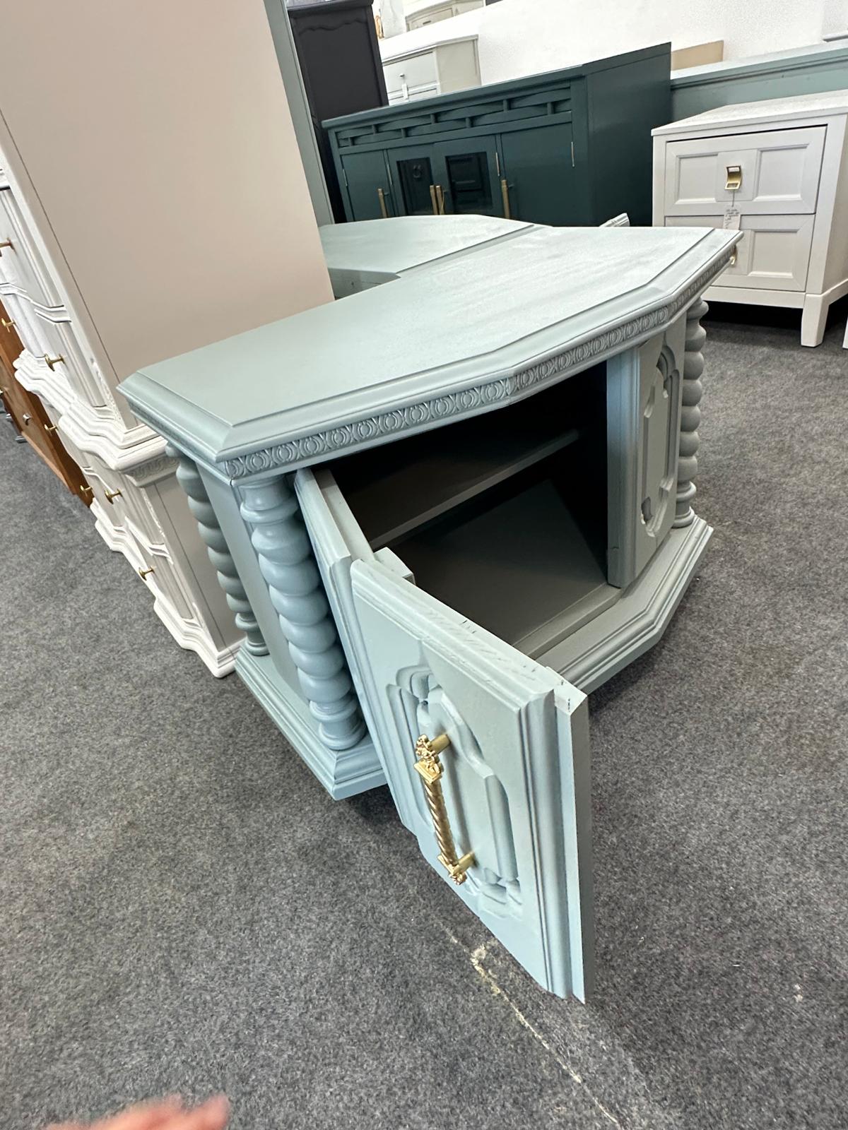 Vintage pair of teal end tables