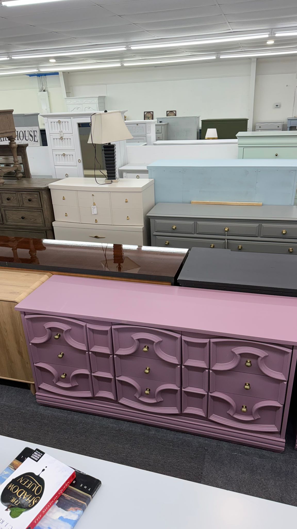 Purple vintage long dresser