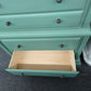 Solid wood green tall chest
