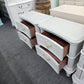 Kathy Ireland gray rattan pair of nightstands