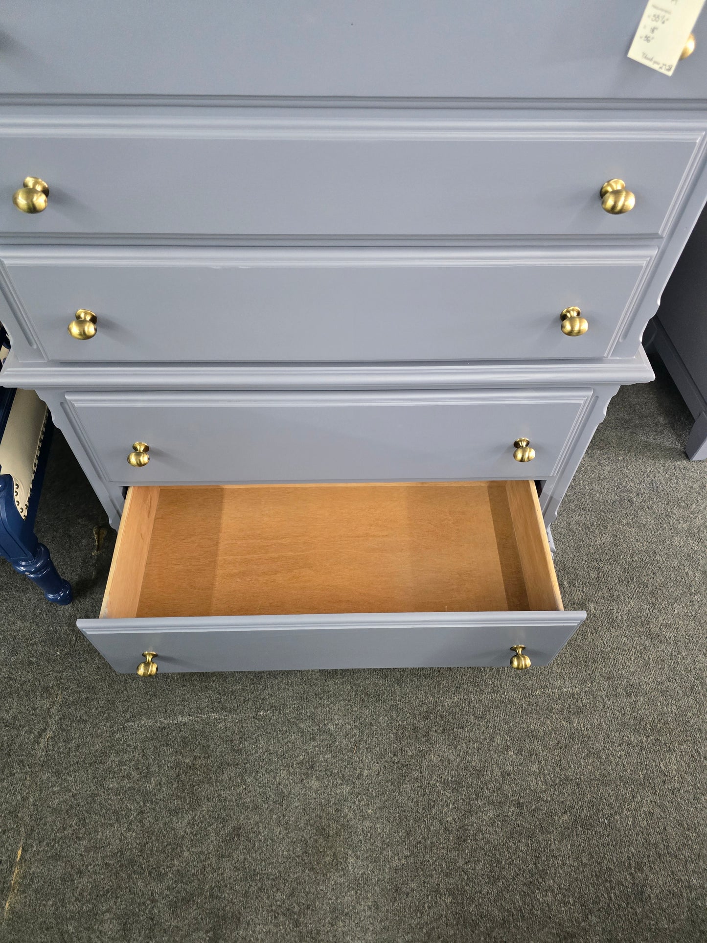 Solid wood vintage blue chest