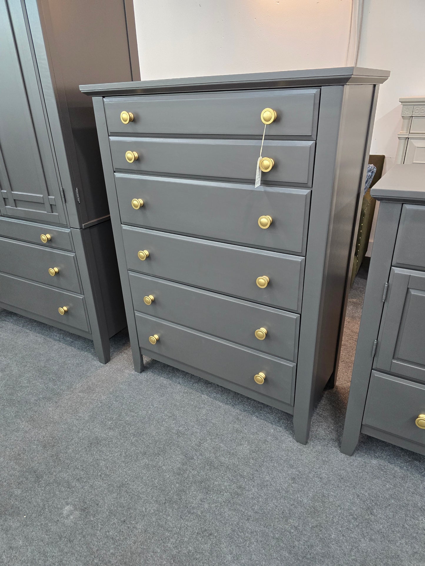 Graphite tall 6 drawers chest