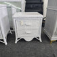 White lacquered bamboo & rattan nightstand