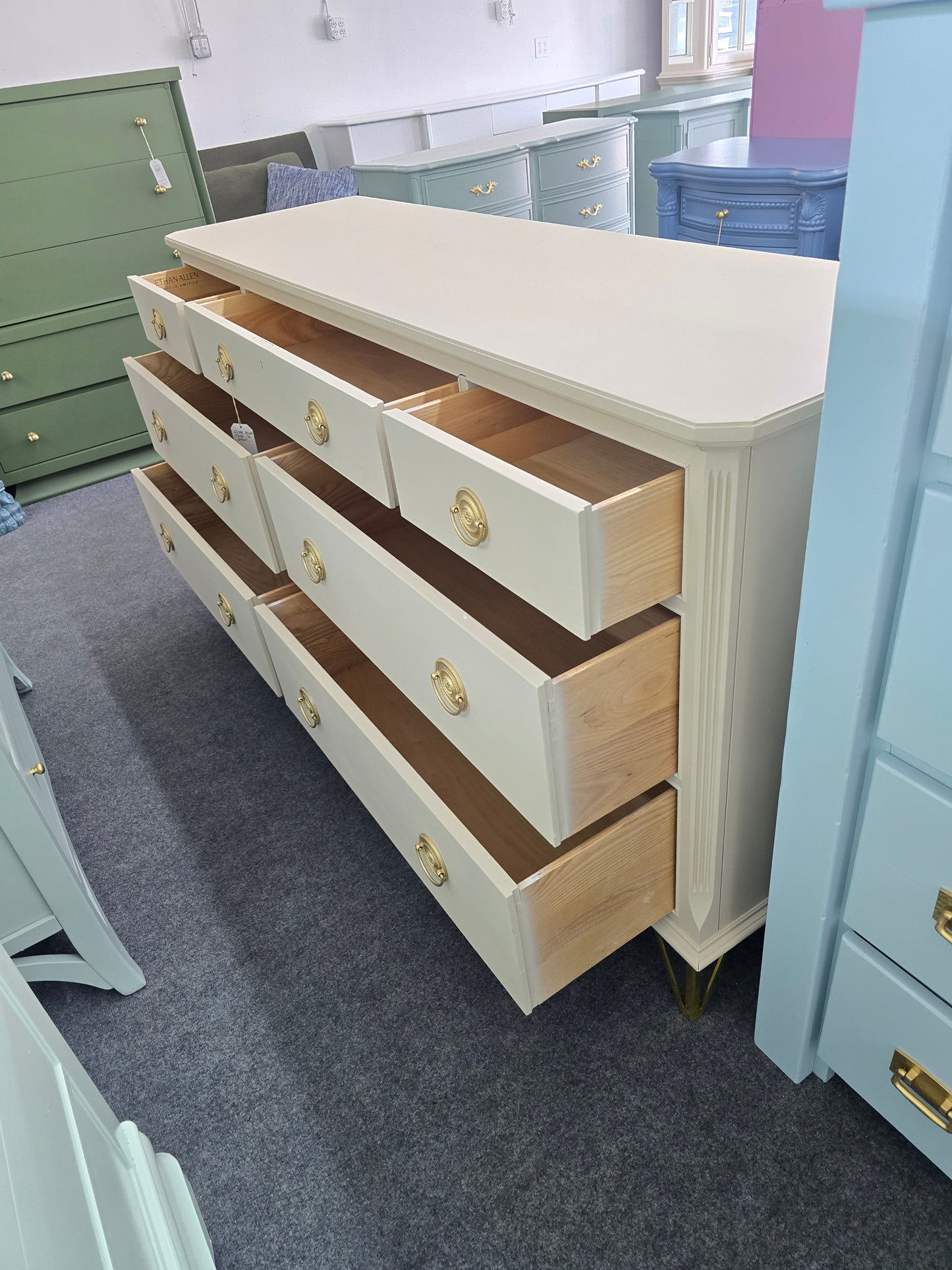 Ethan Allen beige Solid wood dresser