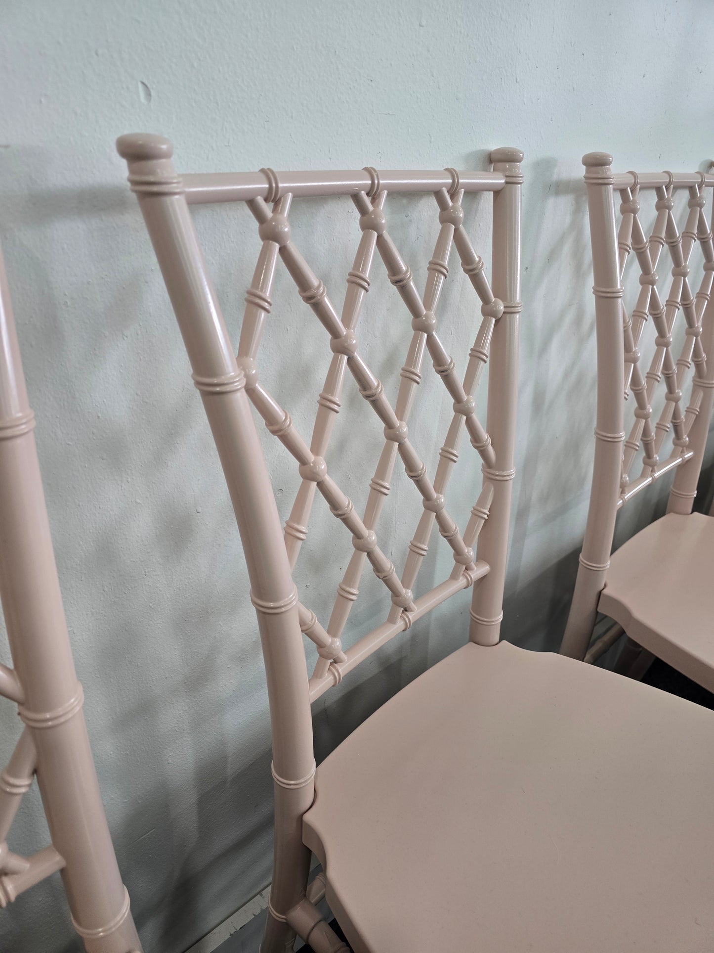 4 bamboo pink lacquered chairs