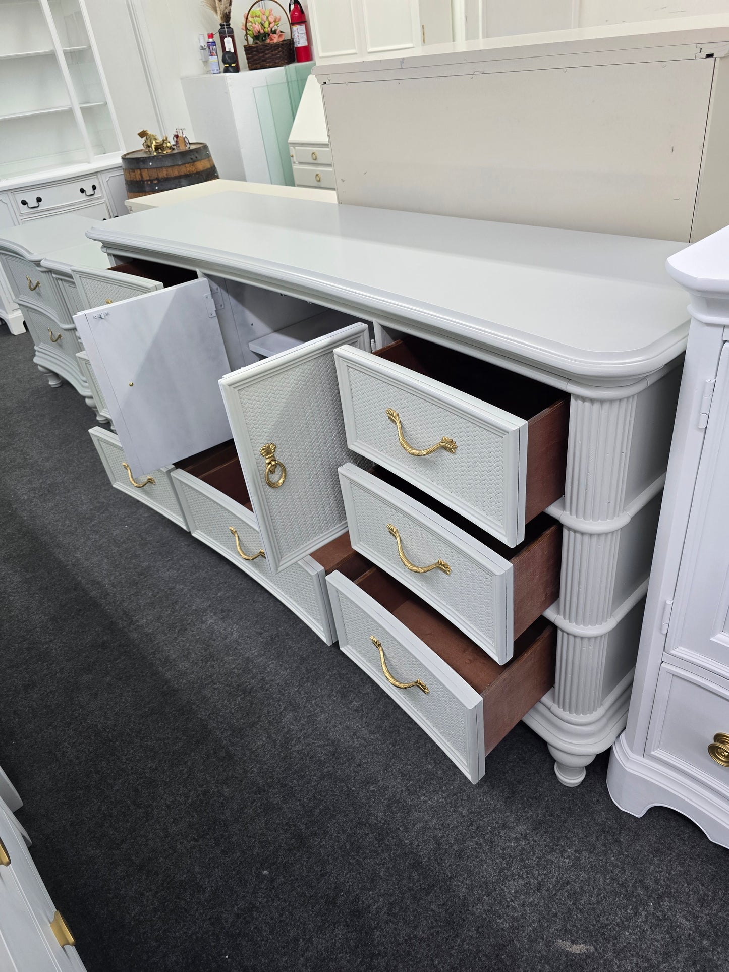 Kathy Ireland rattan gray dresser