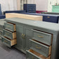 Pewter green carved long dresser