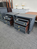 Gorgeous inkwell pair of nightstands