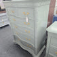Green carved  lacquered chest