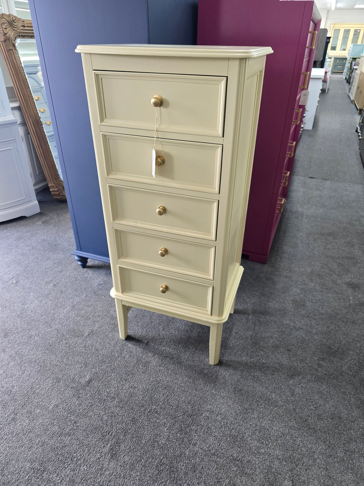 Pale yellow lacquered lingerie chest