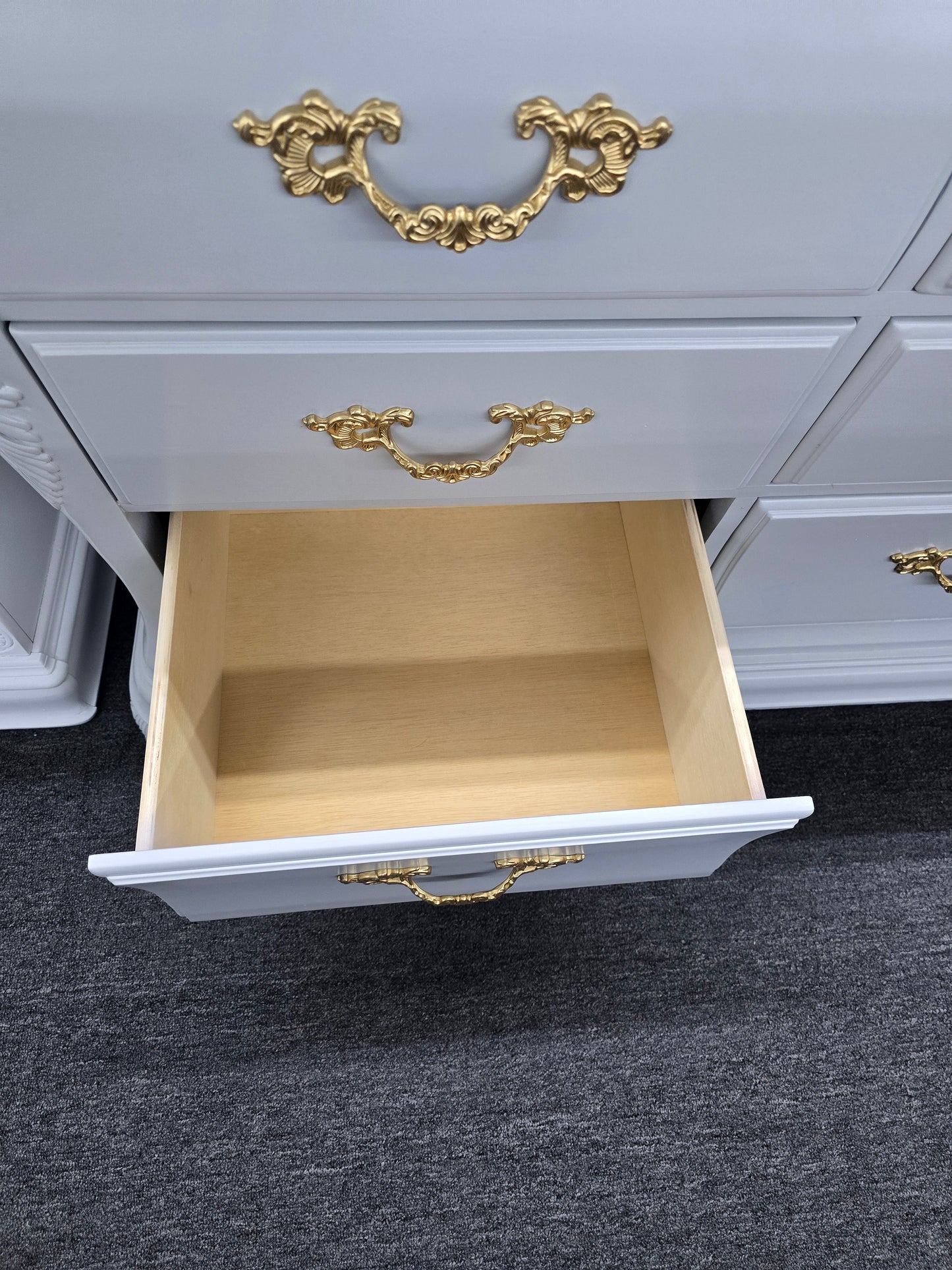 9 drawers carved gorgeous gray dresser