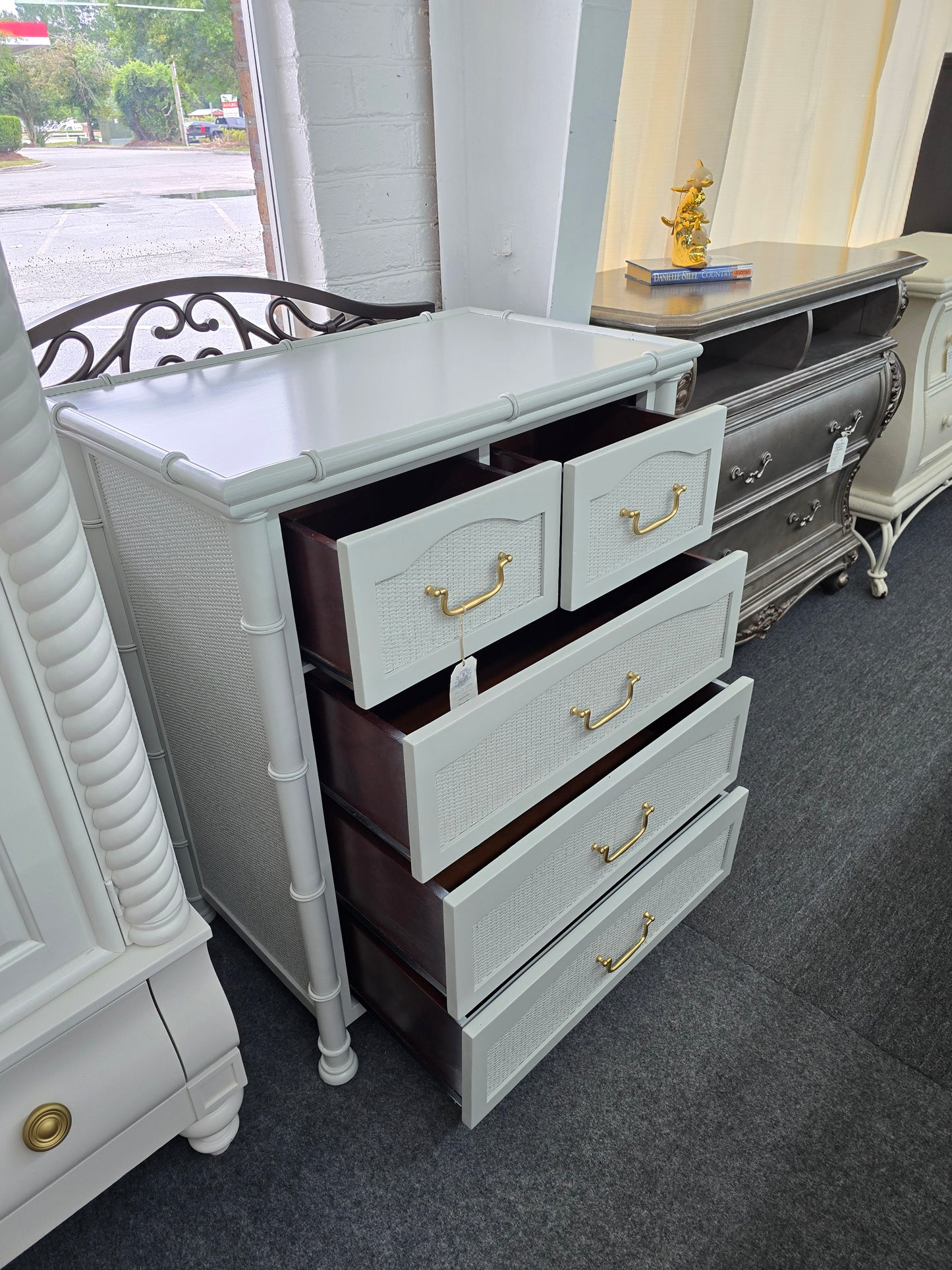 Faux Bamboo gray chest