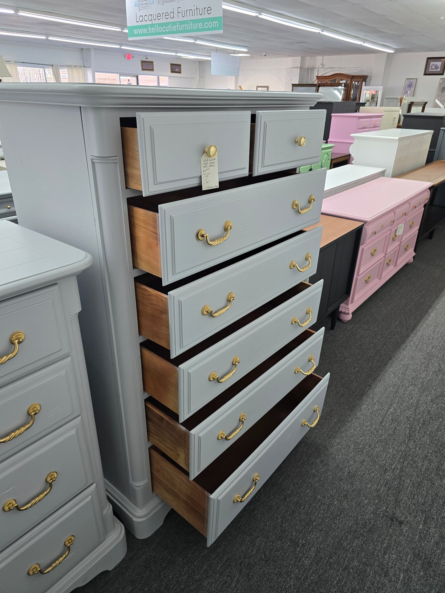 7 drawers gray tall chest