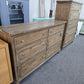 Rustic wood washed 6 drawers dresser