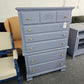 Solid wood vintage blue chest