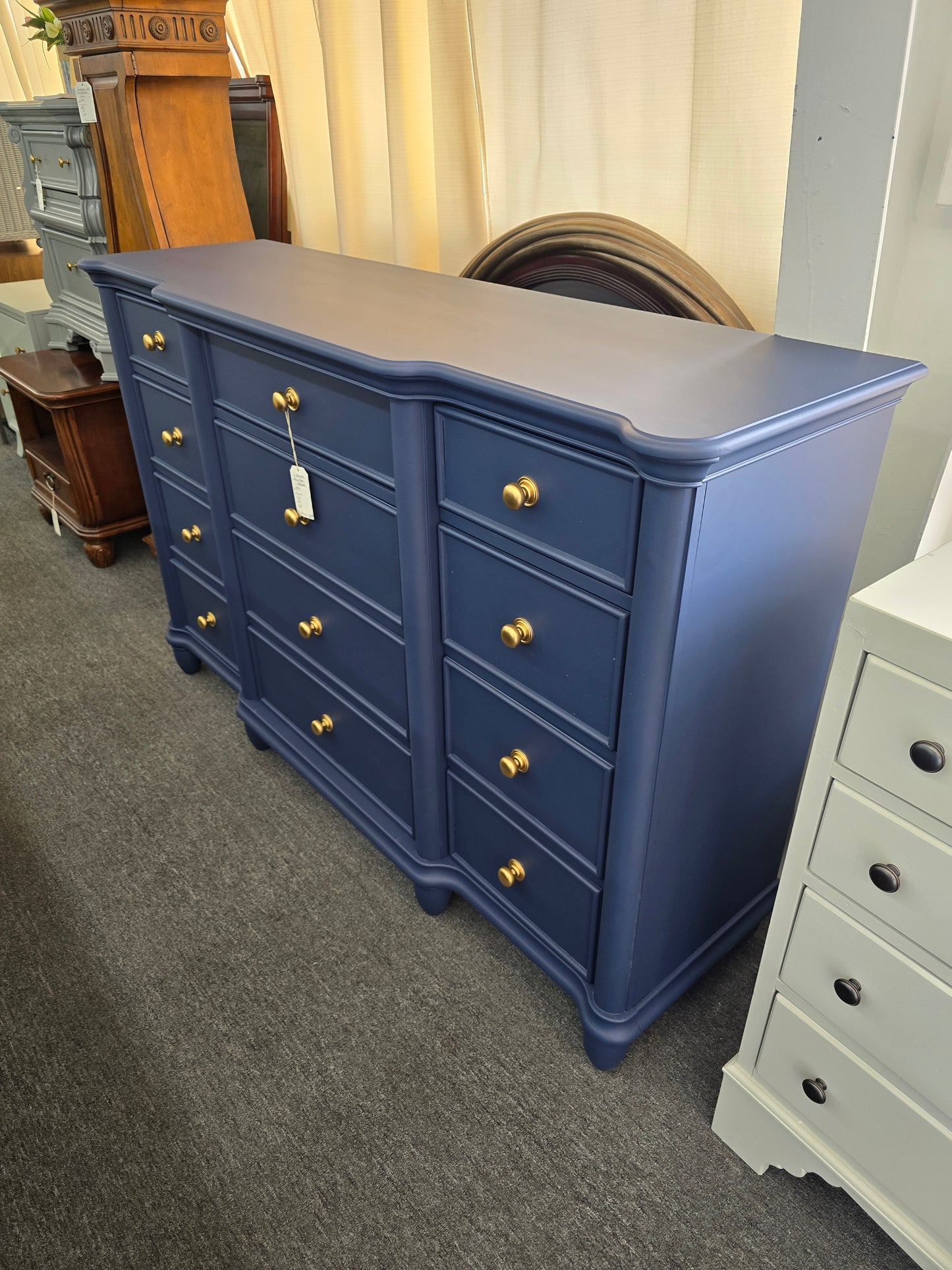 12 drawers navy blue dresser