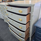 Gray solid wood bowfront chest