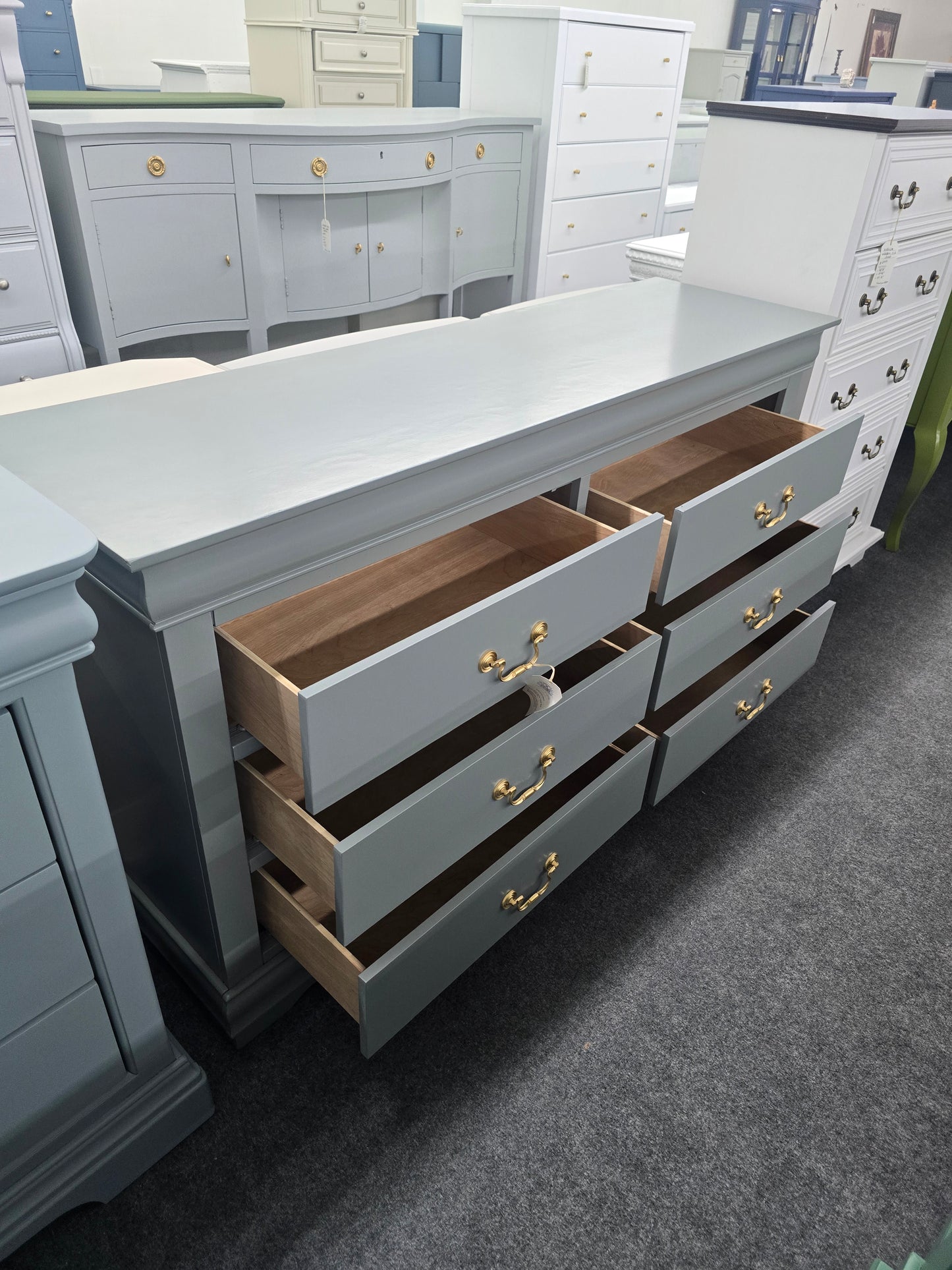 6 drawers green gray classic dresser