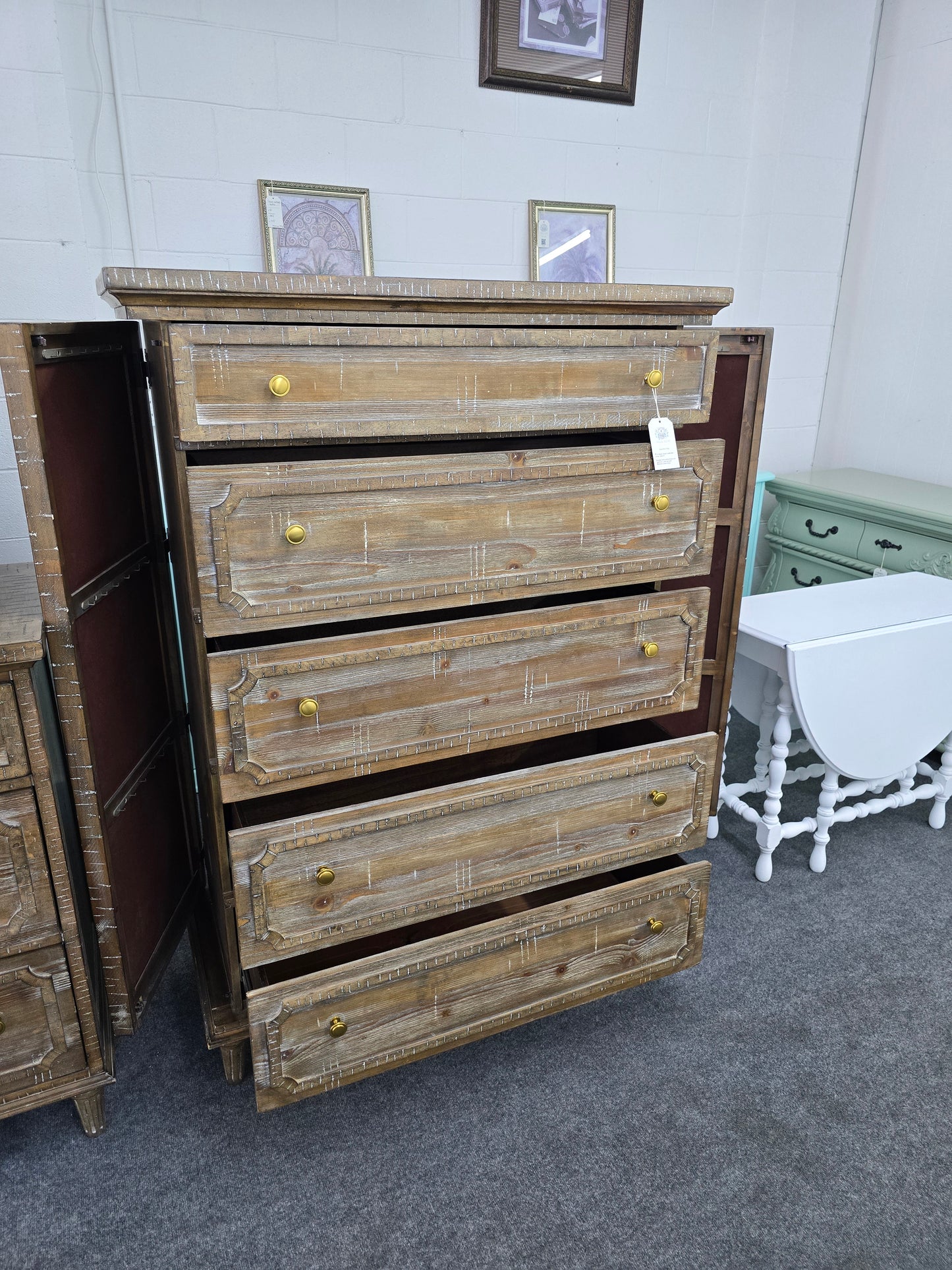 Rustic wood washed chest