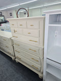 Creamy carved tall chest