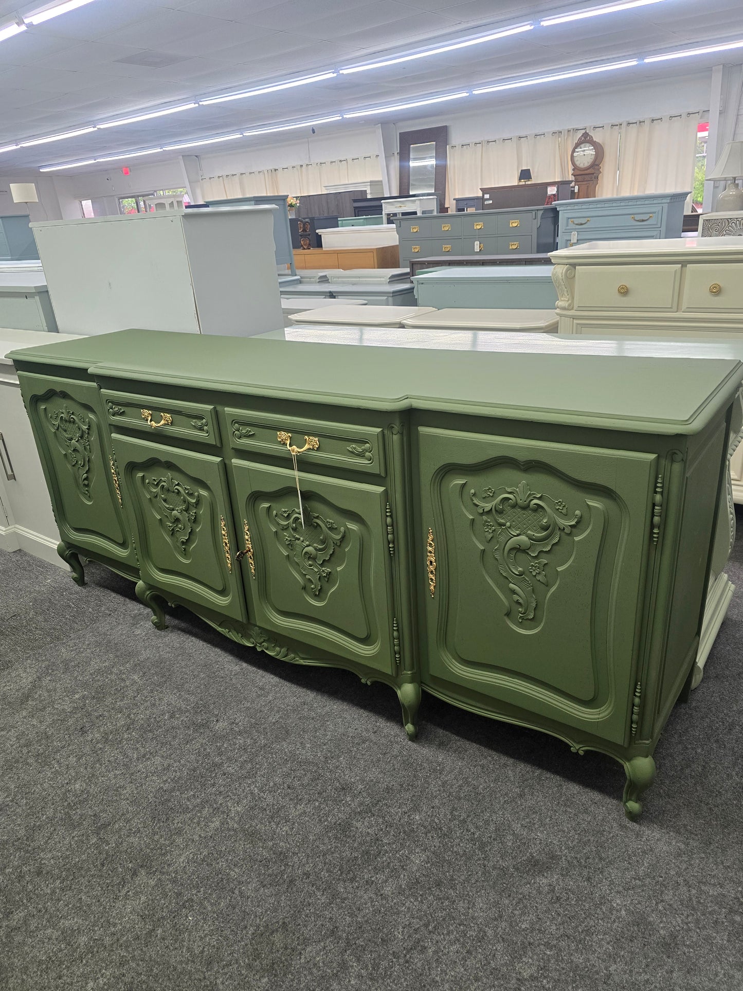 Solid wood french provincial green cabinet
