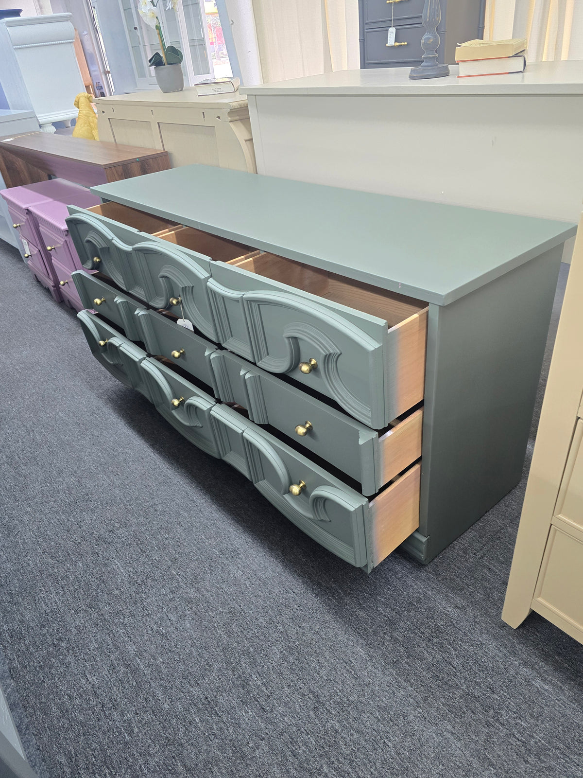 Pewter green  vintage long dresser
