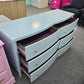 Blue lacquer 6 drawers dresser