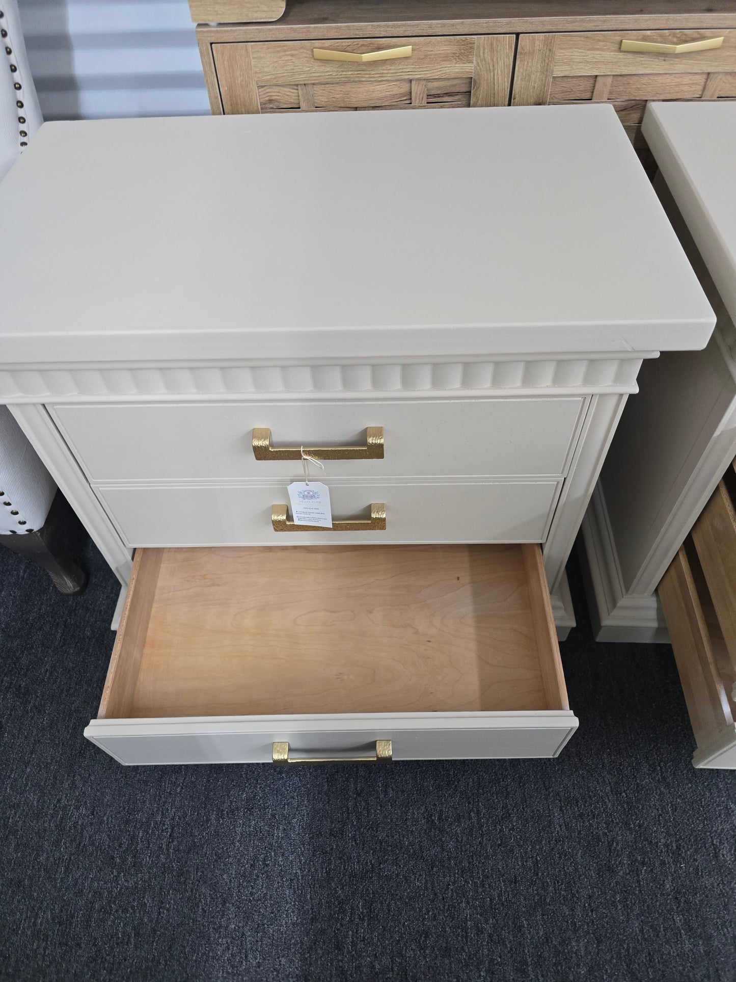 Drexel beige pair of nightstands