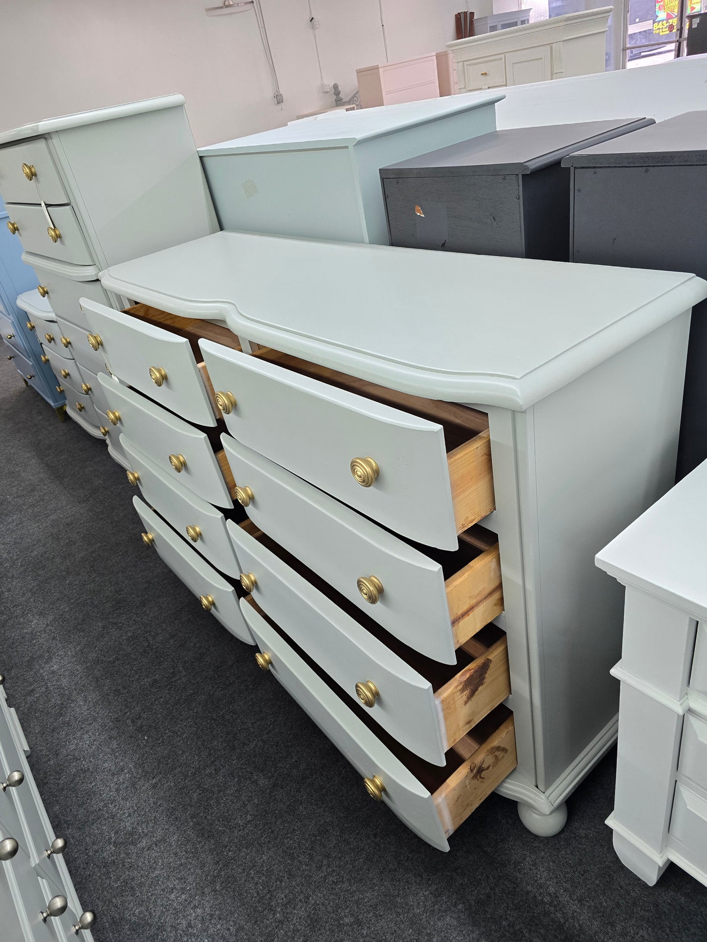 8 drawers gray dresser - solid wood