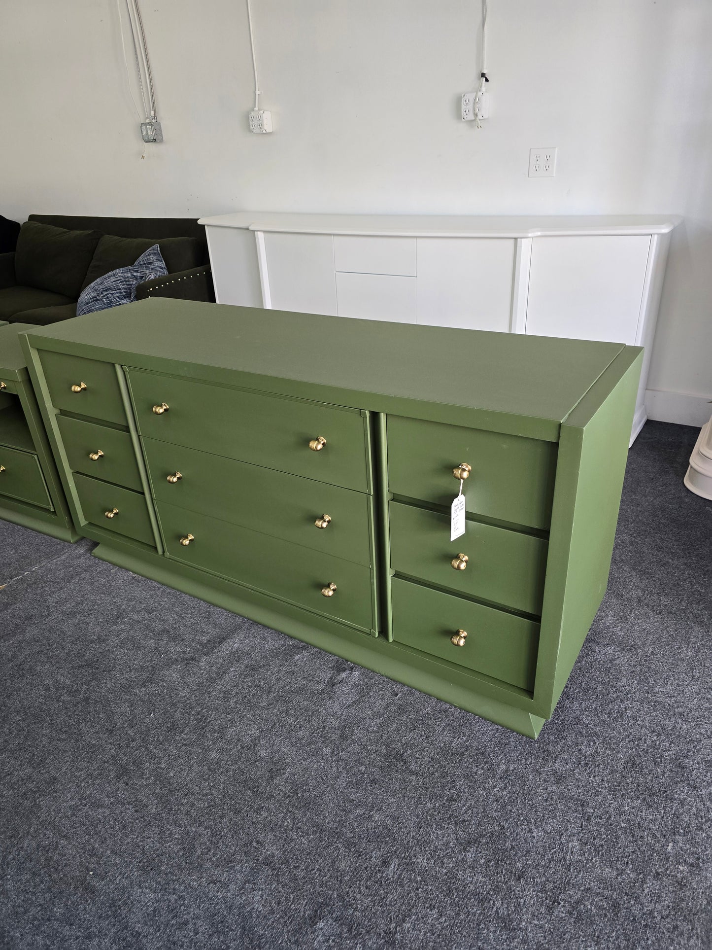 Solid wood MCM green long dresser