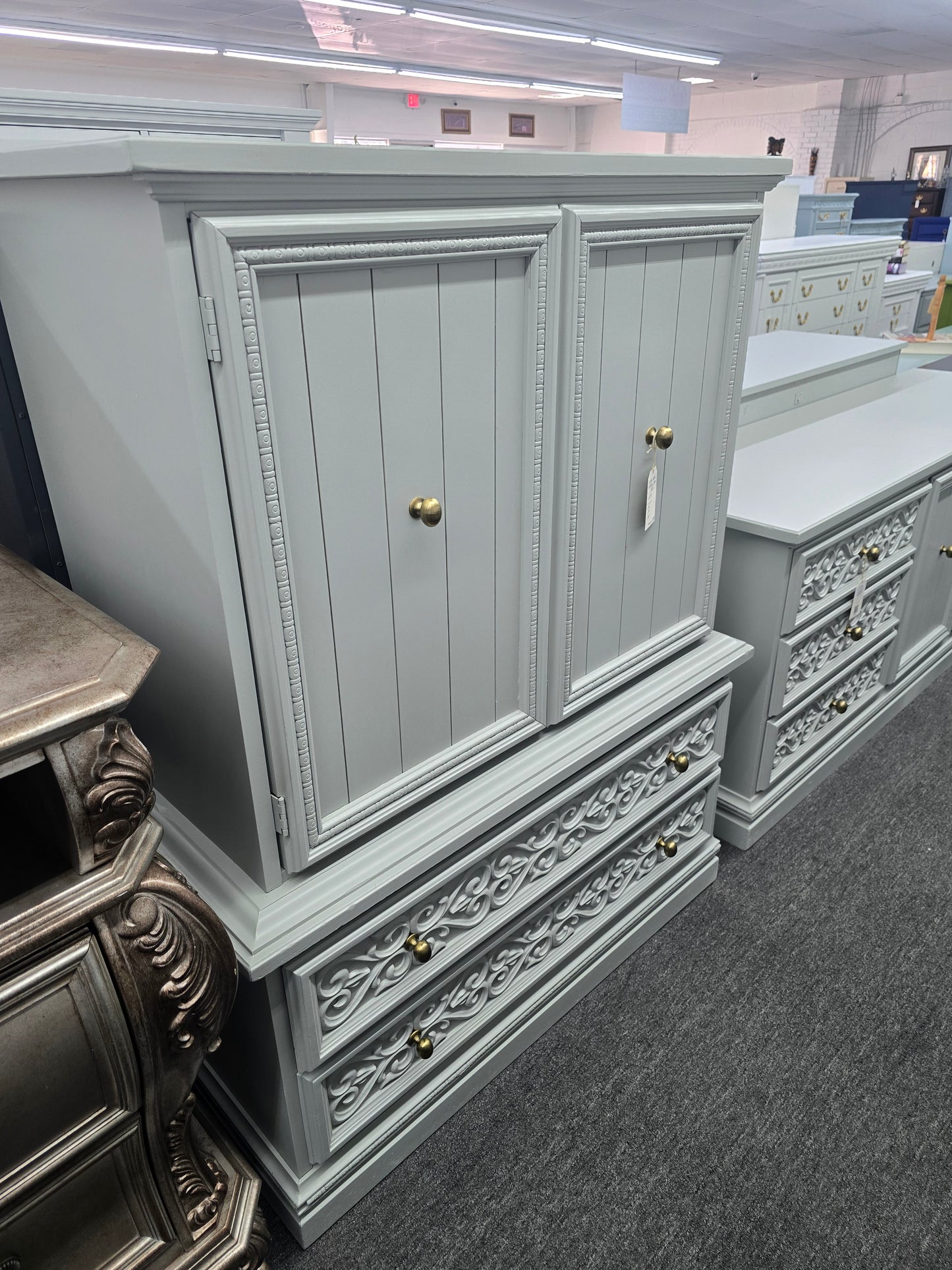 Vintage gray tall chest