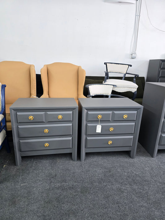 Dark gray pair of nightstands