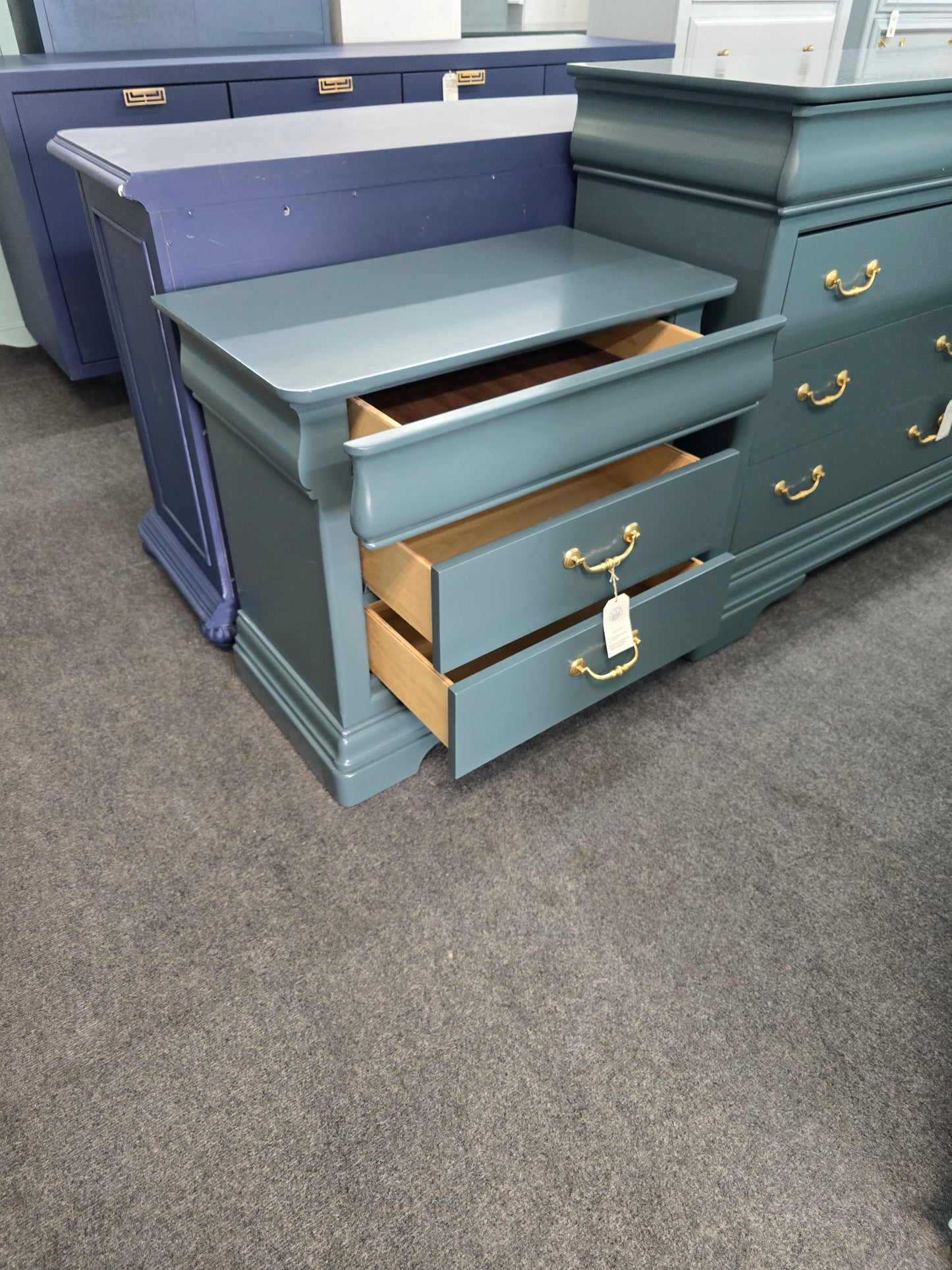 Green e drawers nightstand