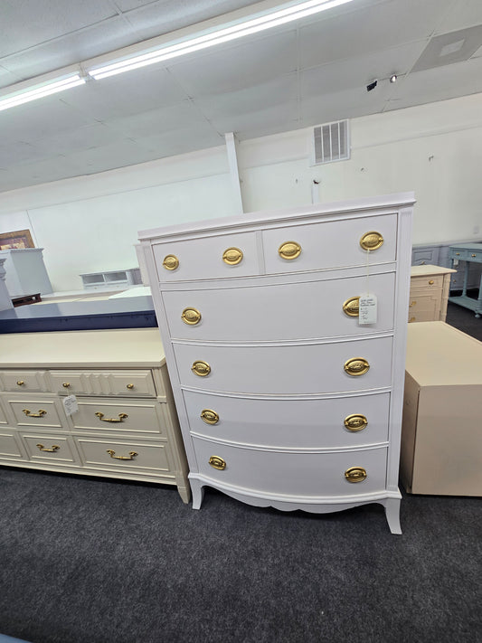 Bowfront pale pink chest