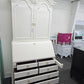Off white lacquered tall secretary desk