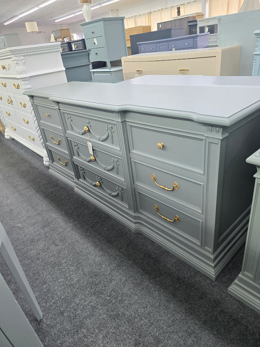 Bassett vintage green gray dresser