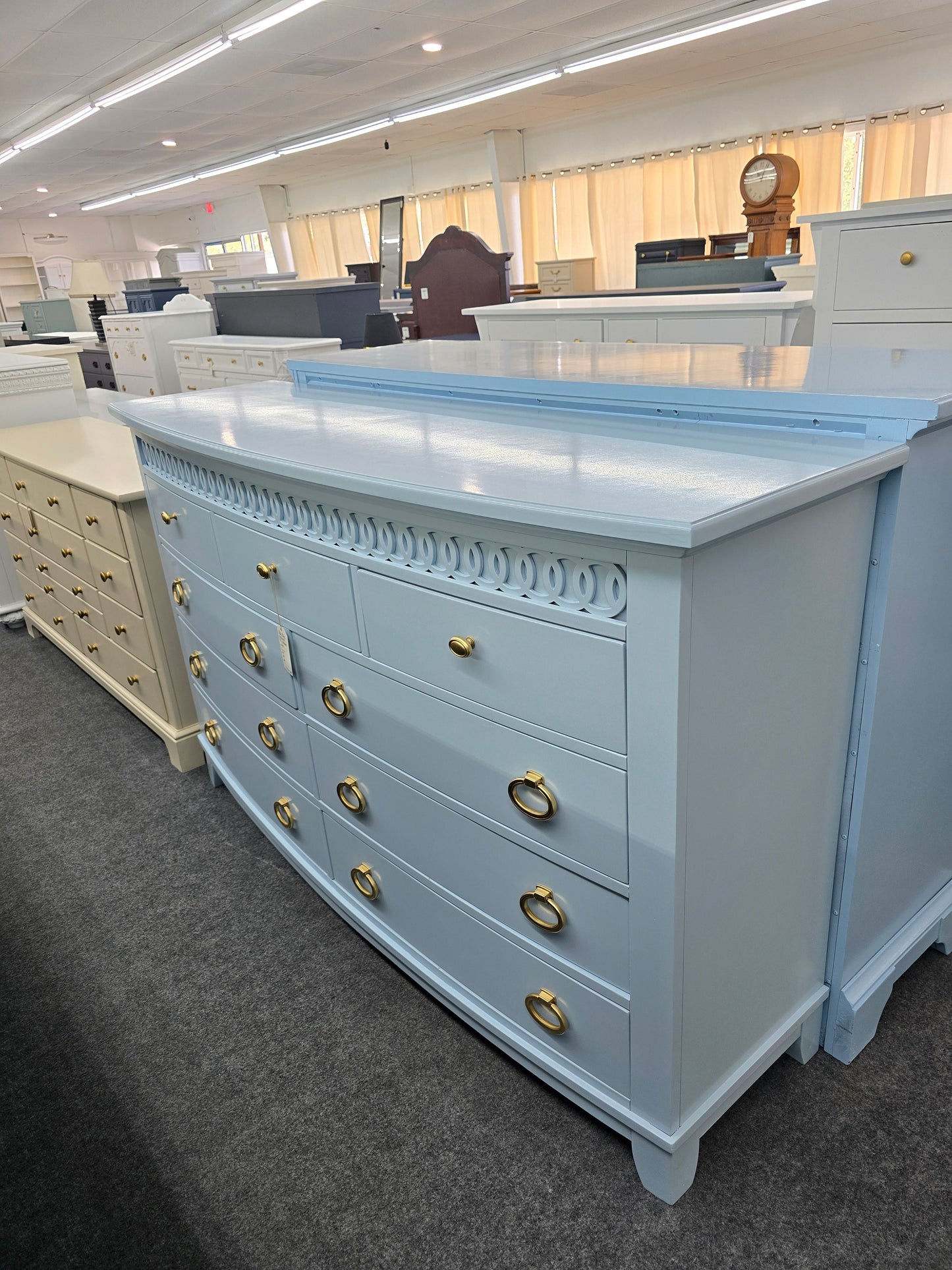 Baby blue Lacquered bowfront dresser