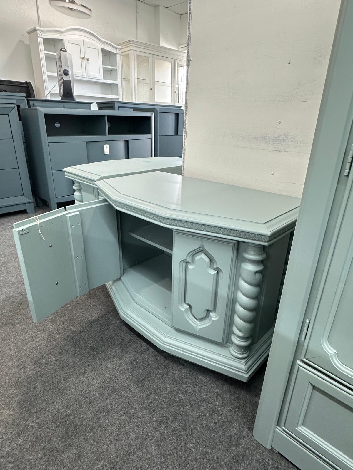 Vintage pair of teal end tables