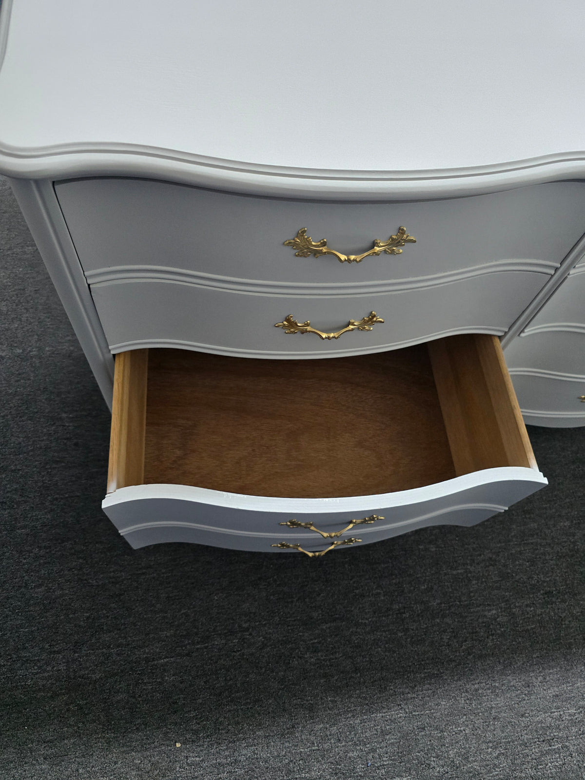Dixie light gray french provincial dresser
