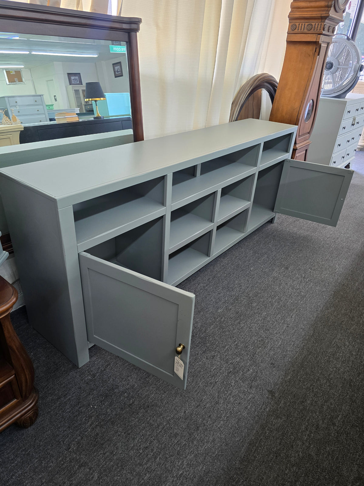Green gray  long tv stand