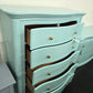 Solid wood blue Lacquered curved chest