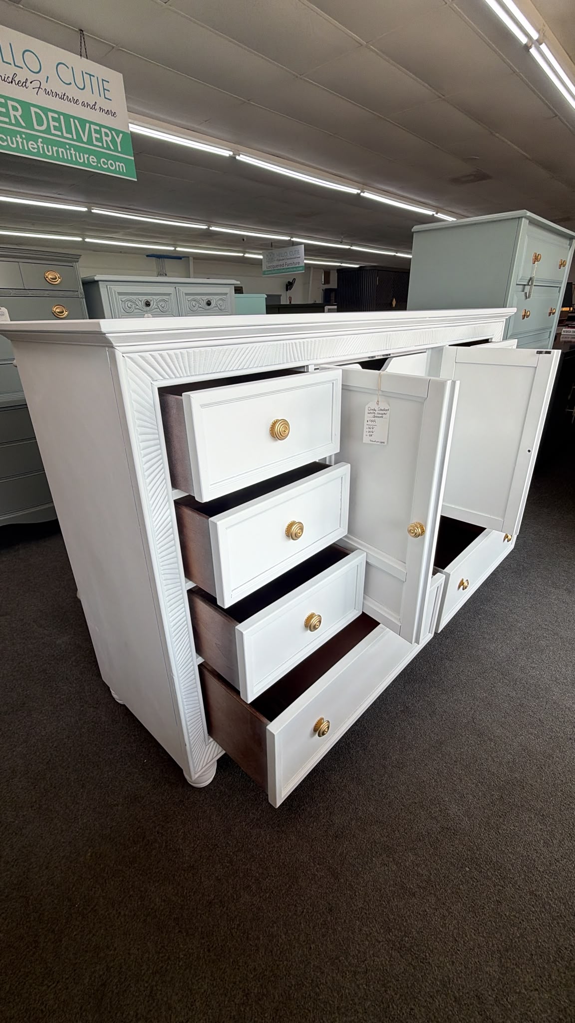 Cindy Crawford white lacquered dresser