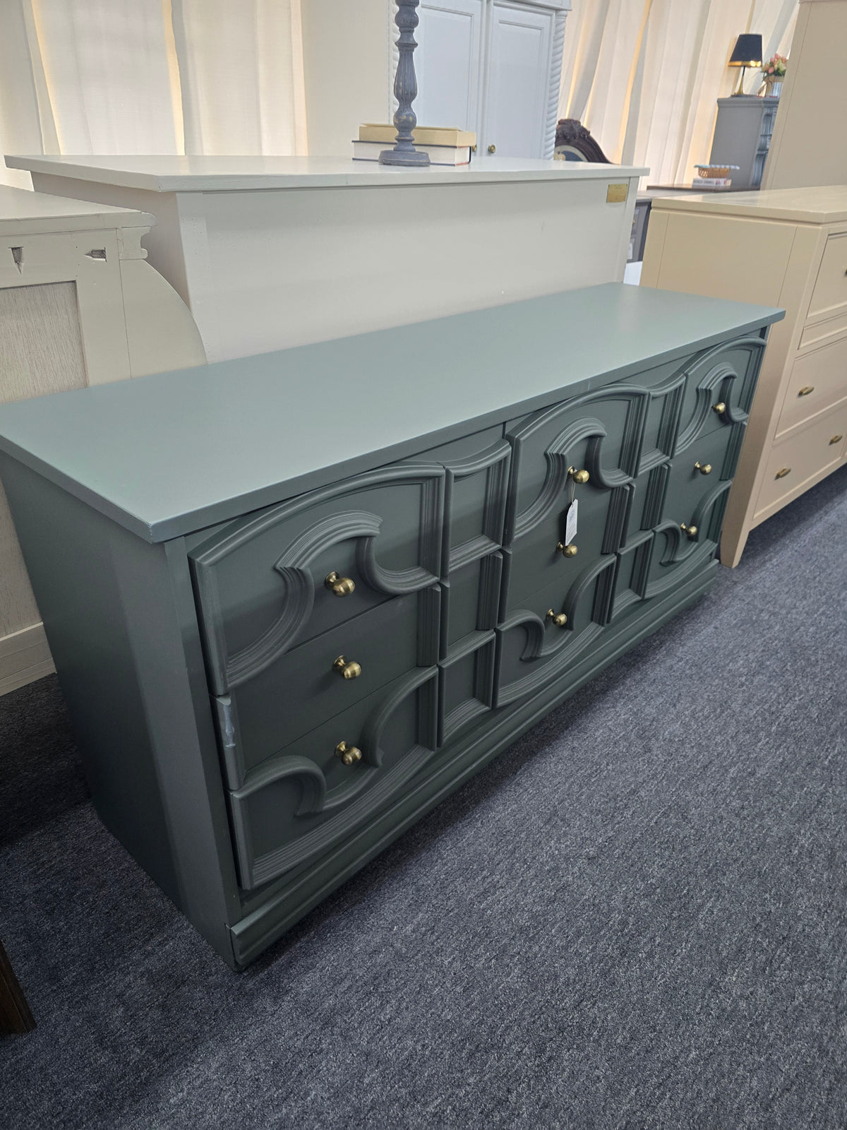 Pewter green  vintage long dresser